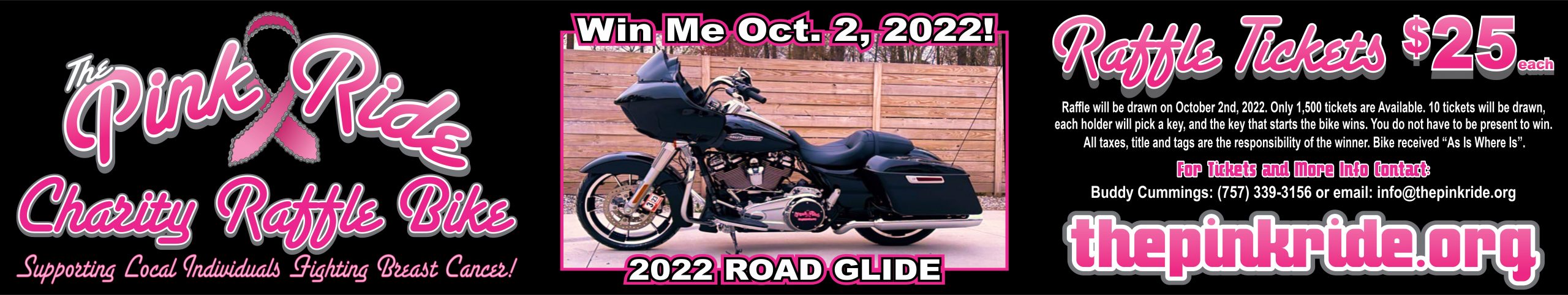 The Pink Ride Charity Raffle Bike Supporting Local Individuals Fighting Breast Cancer Raffle Tickets $25